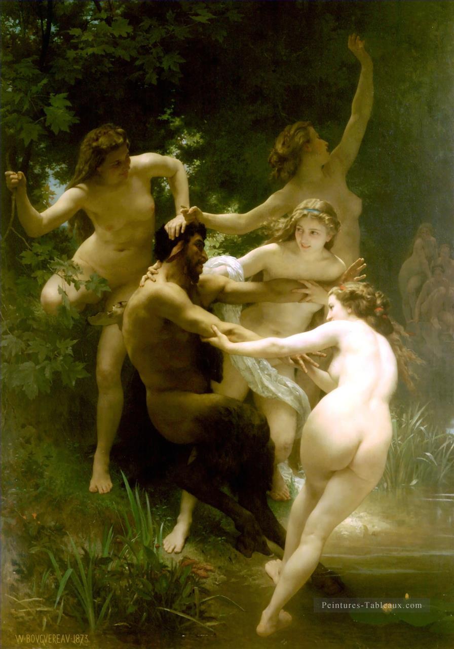 Nymphes et satyre William Adolphe Bouguereau Nu Peintures à l'huile
